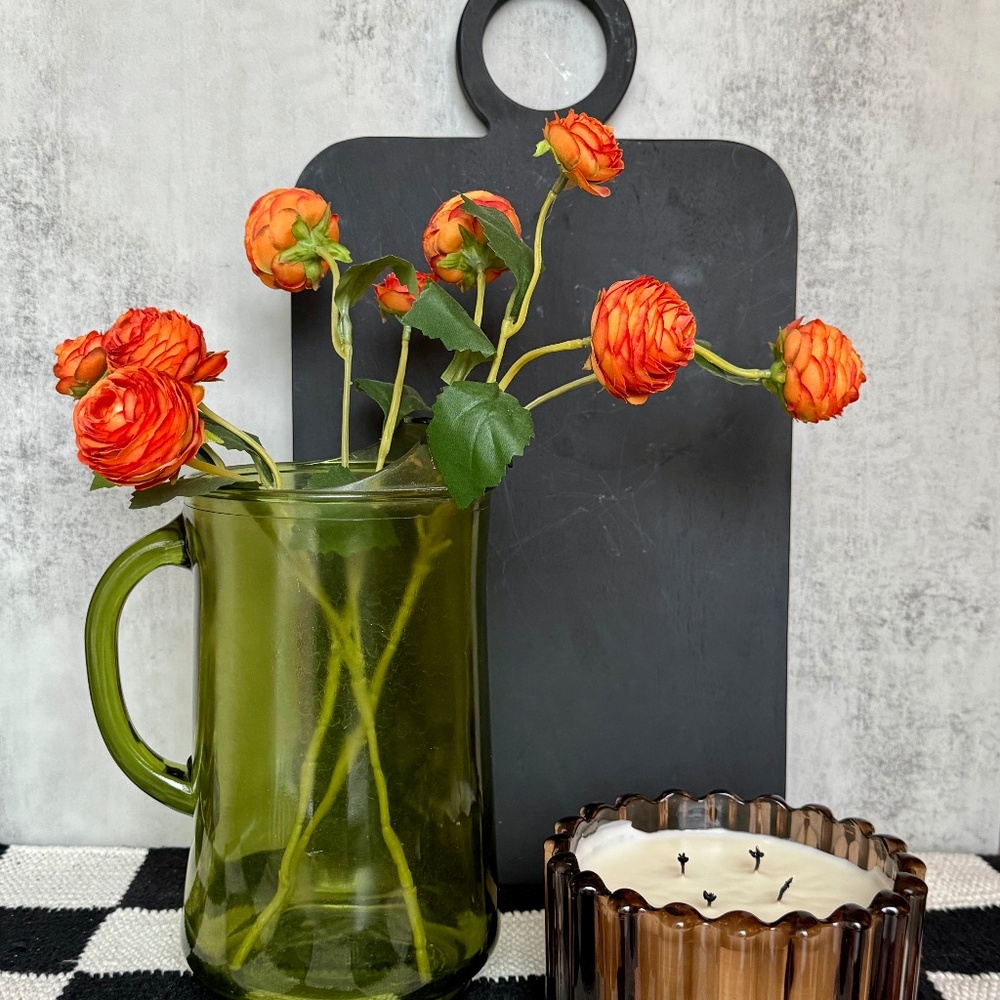 Vintage Green Glass Pitcher